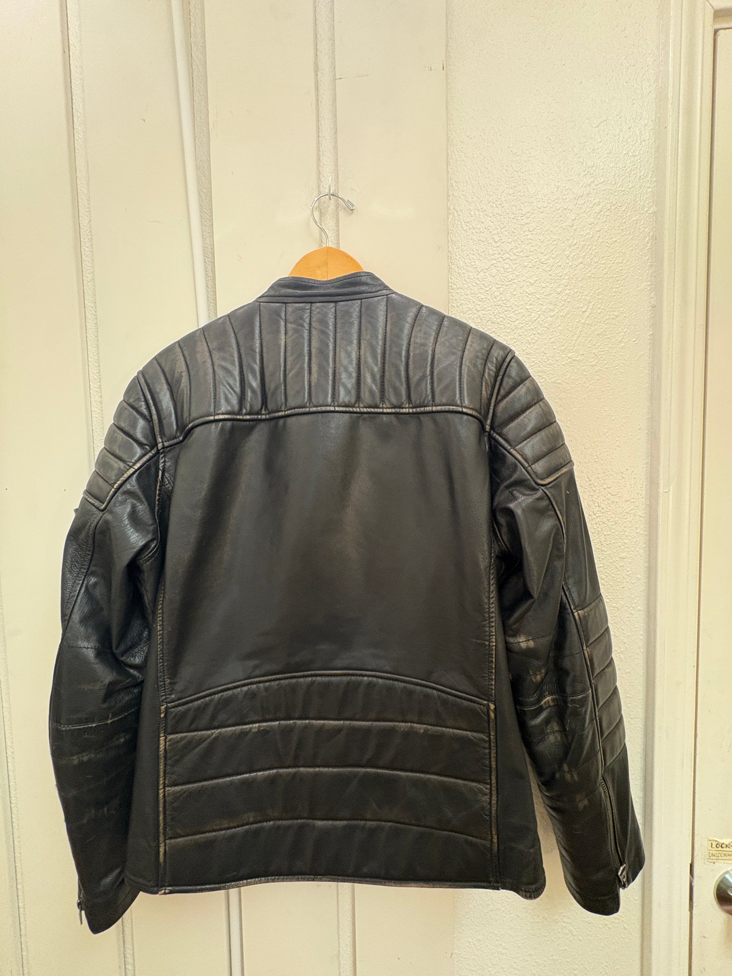 Pepe Jeans Vintage Leather Jacket Men’s XL Black Leather Biker Jacket