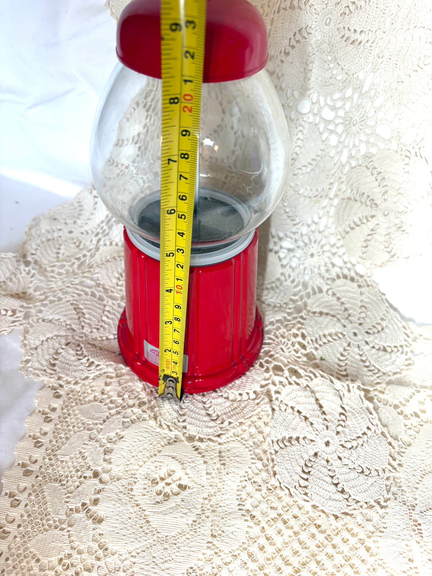 Vintage Collectable Gumball Machine 1985 Carousel 9" Red Metal & Glass