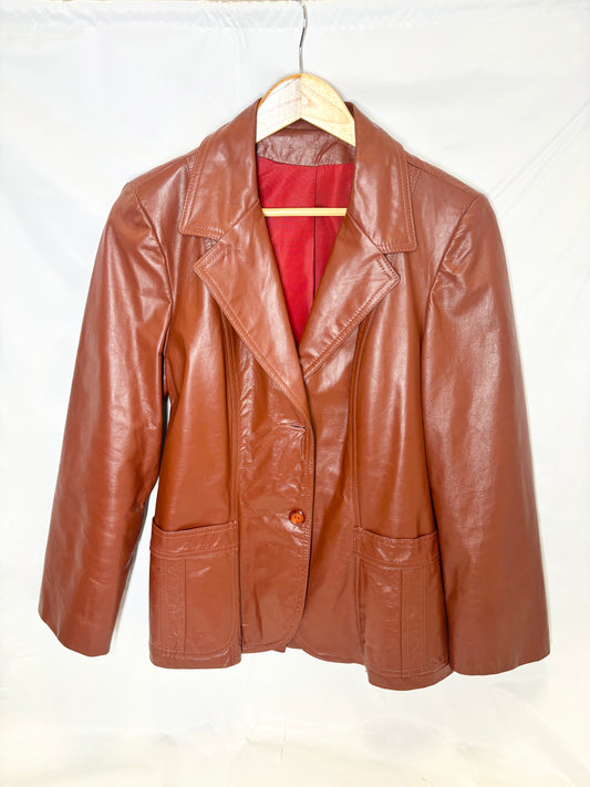 1970's Brown Leather Blazer Jacket