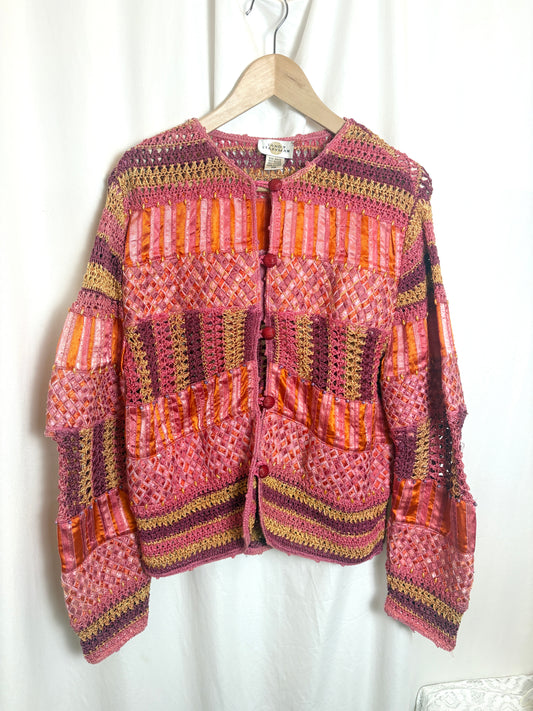Sandy Starkman Pink Crochet/Ribbon Jacket