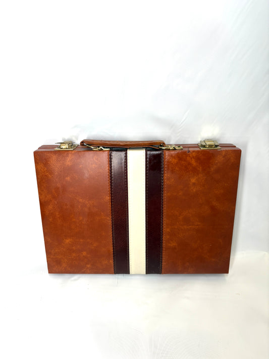 Vintage Travel Backgammon Game Set  Case & Rules Complete small