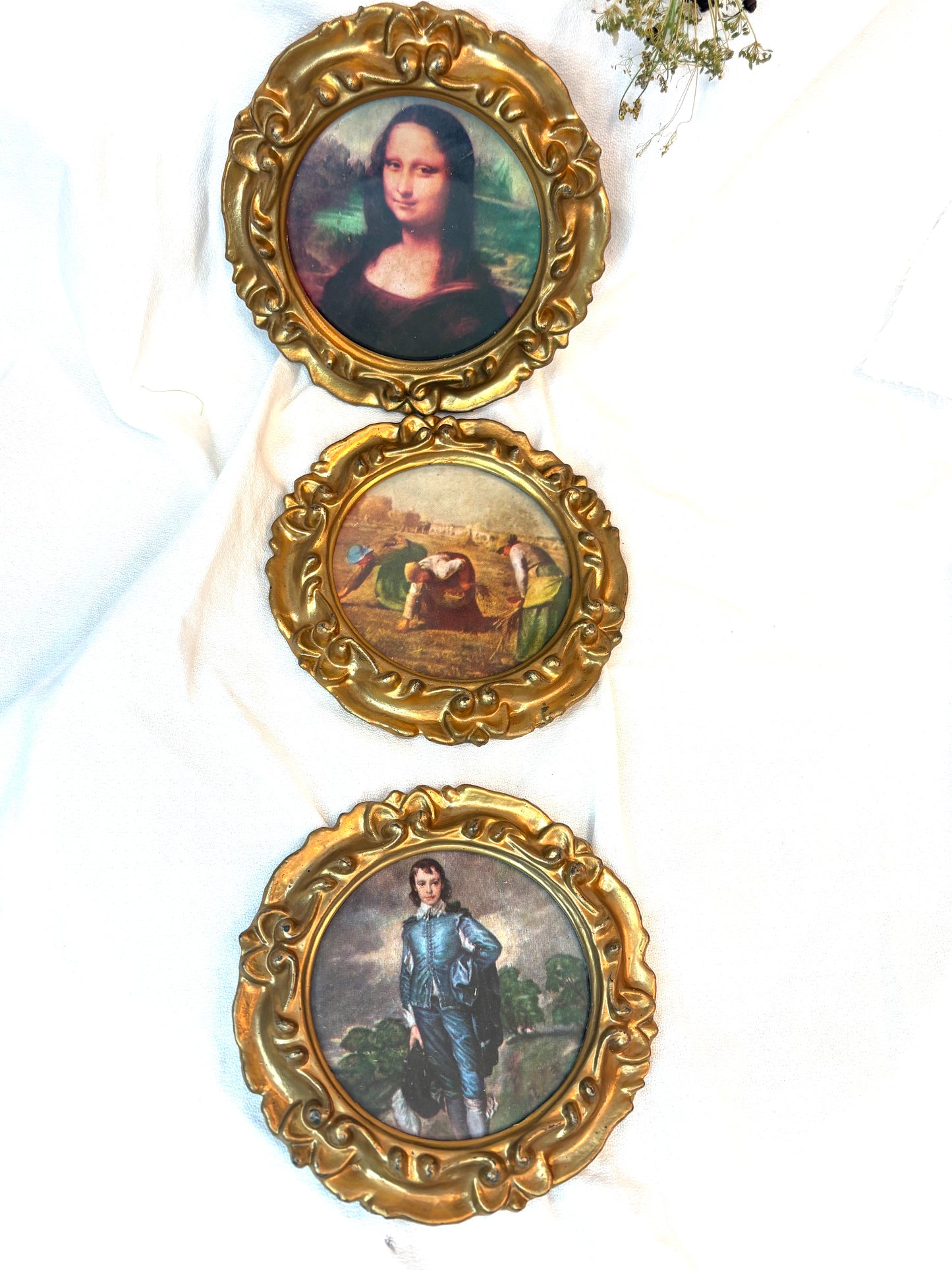 Vintage Ornate Gold Hard Plastic Wall Plaque/Frames set of 3