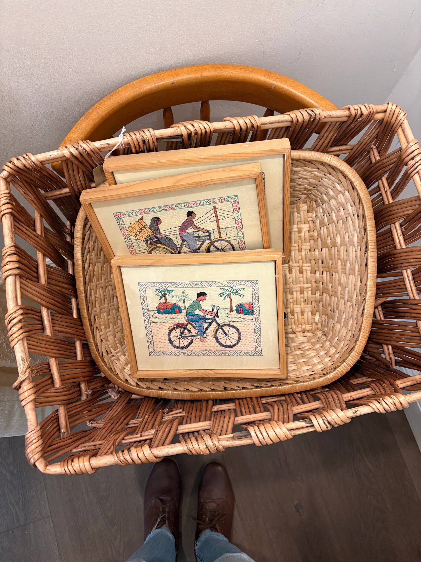 Hand Embroidered BANGLADESH Framed Art Work 9x7"