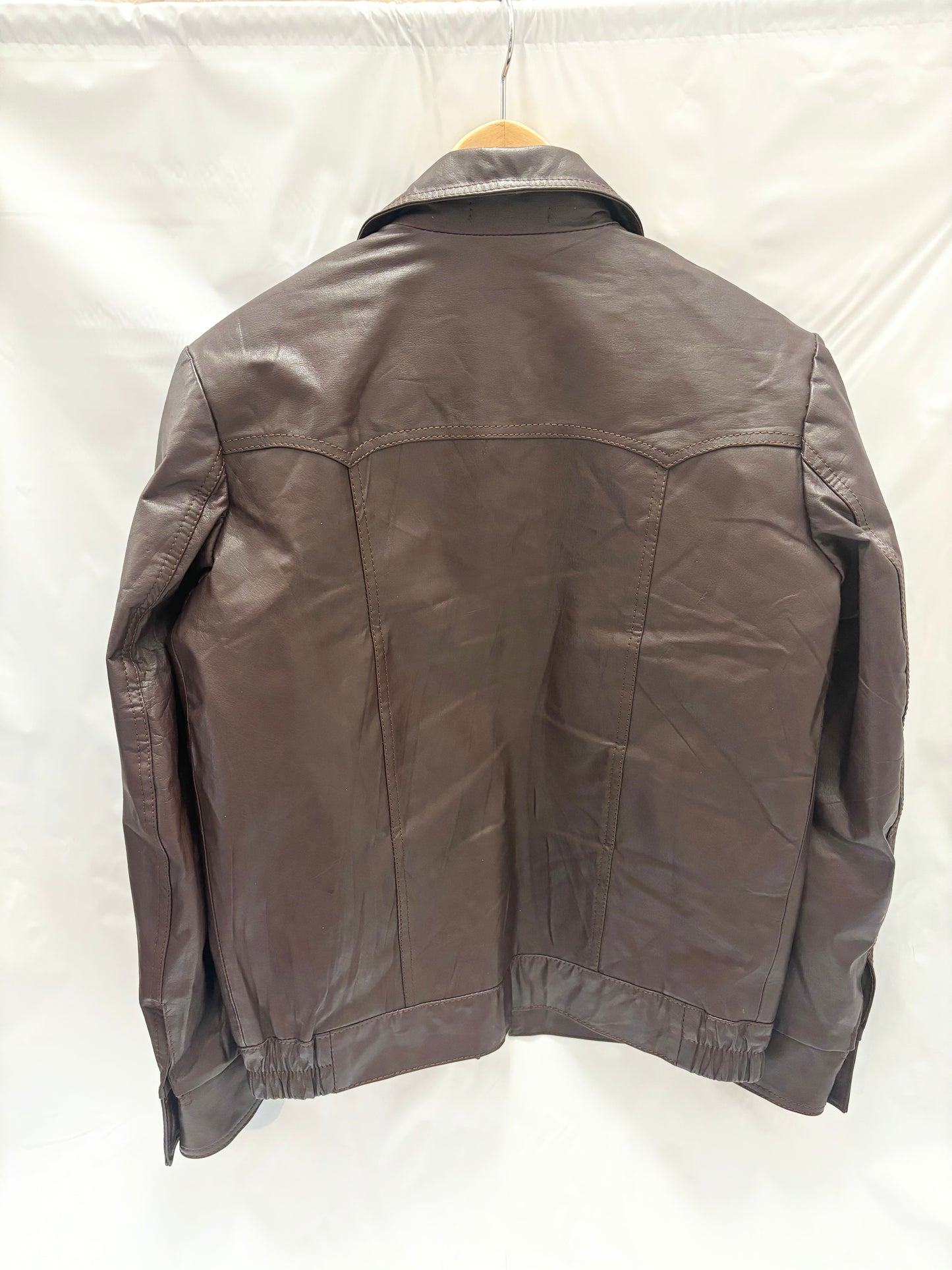 Brown Leather Bomber Moto
