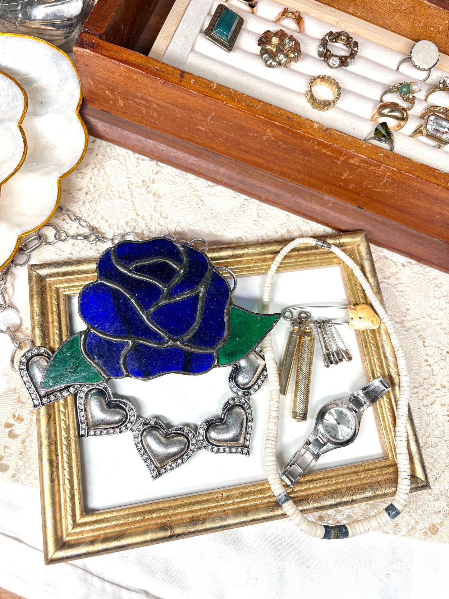 Rose Sun Catcher Stained Glass Home decor