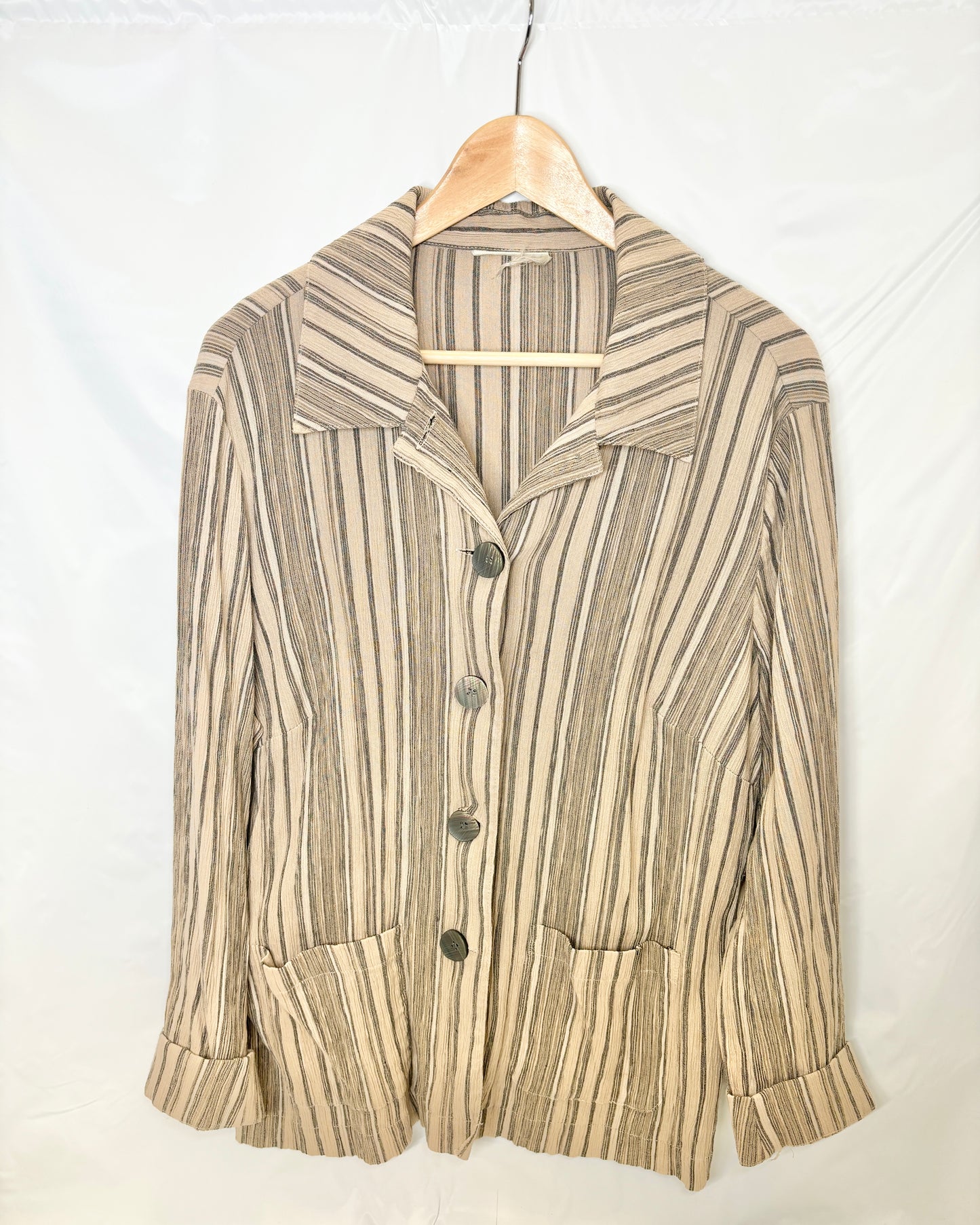 Earth Tone Striped Button-Up Shirt