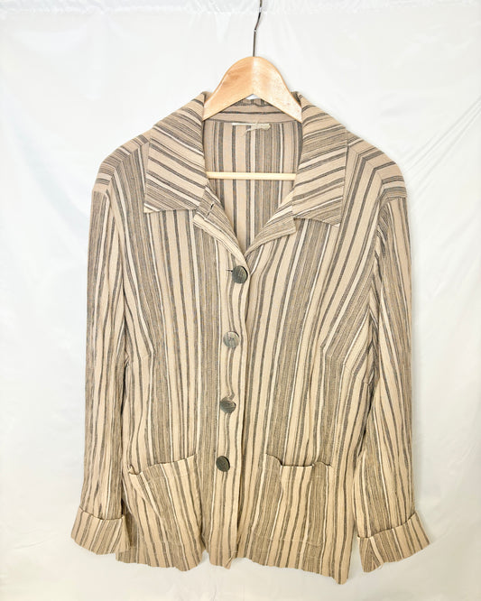 Earth Tone Striped Button-Up Shirt