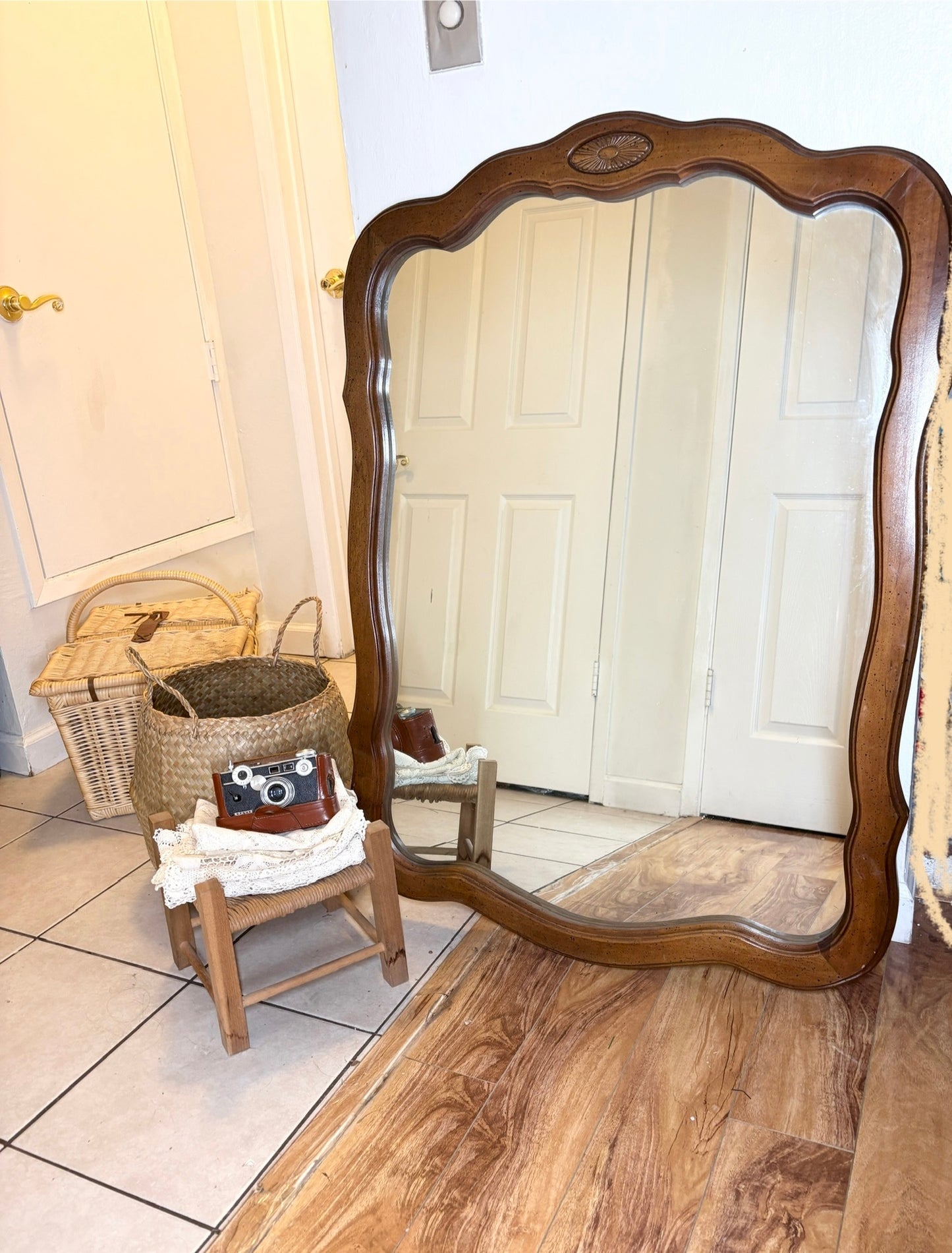 Antique Davis large mirror Arles cherry wood