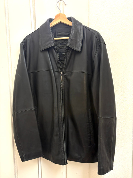 Claiborne Outerwear Lambskin Black Leather Jacket Men Large Full Zip