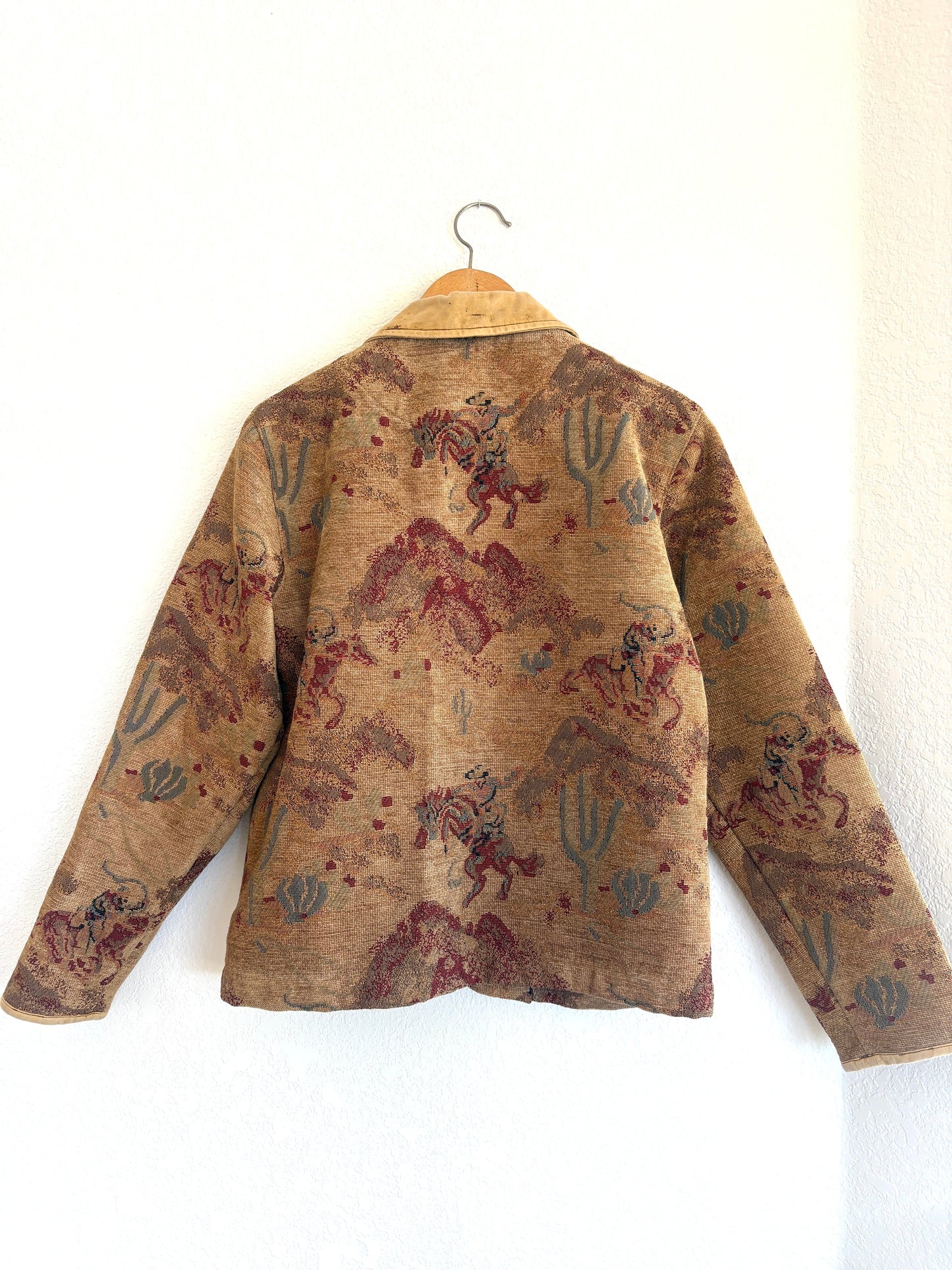 Vintage Gotcha Covered Jacket S/M Tapestry Brocade Button Front Boxy Barn Style