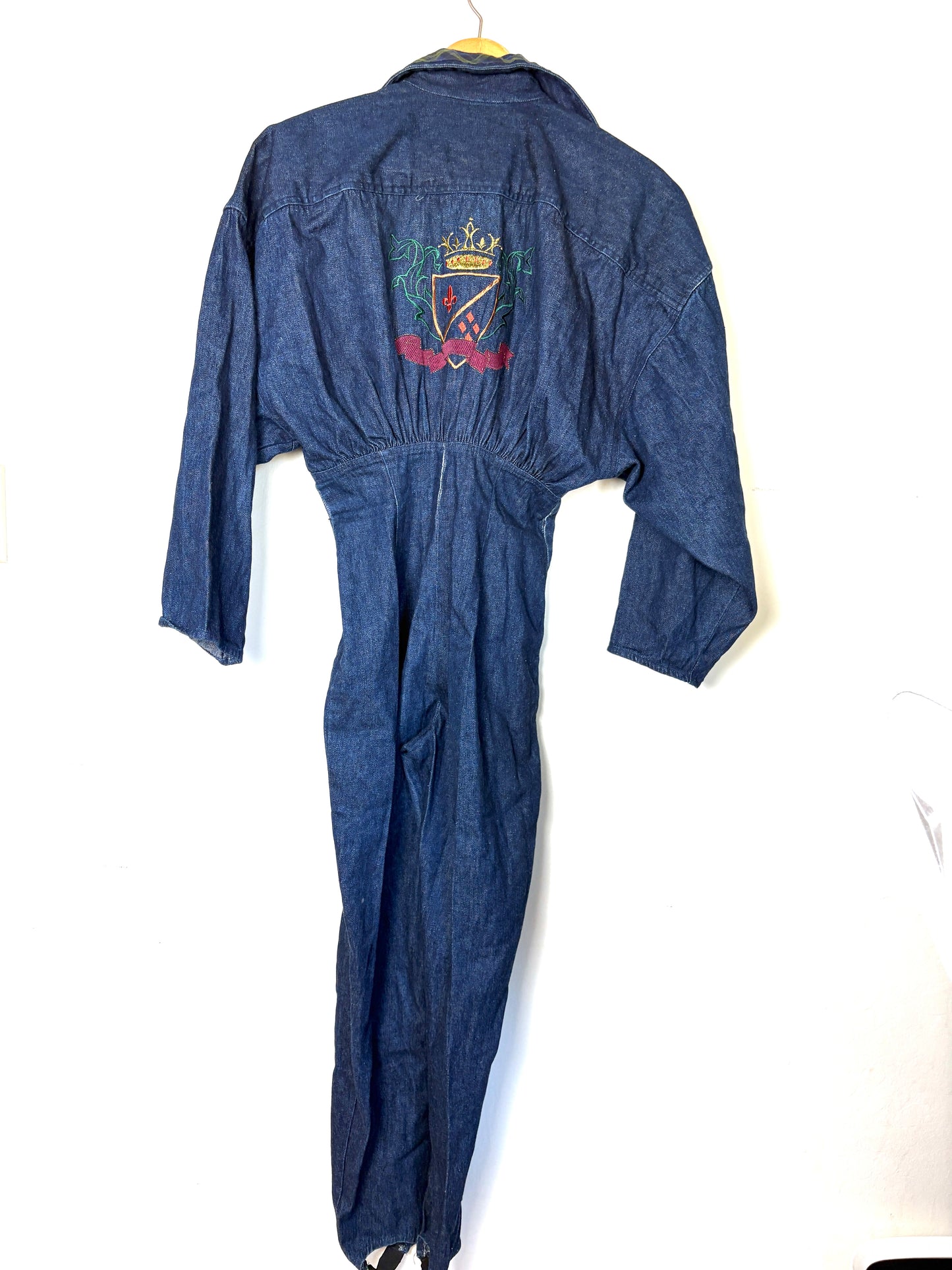 Vintage 80's Studded Denim Jumpsuit Blue Jean Romper Size 4 All Cotton