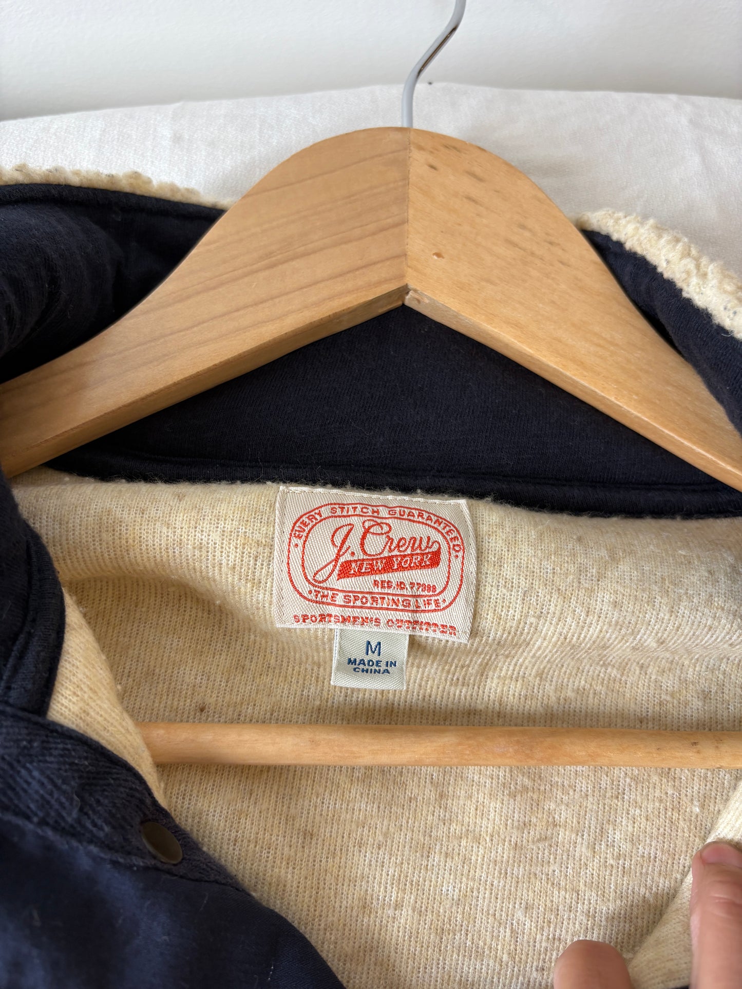 J CREW Sportsman Outfitters Sherpa Fleece Half-Zip Pullover Jacket Ivory Sz M