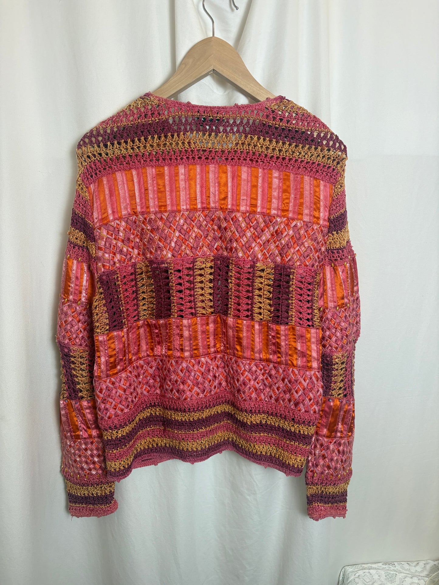 Sandy Starkman Pink Crochet/Ribbon Jacket