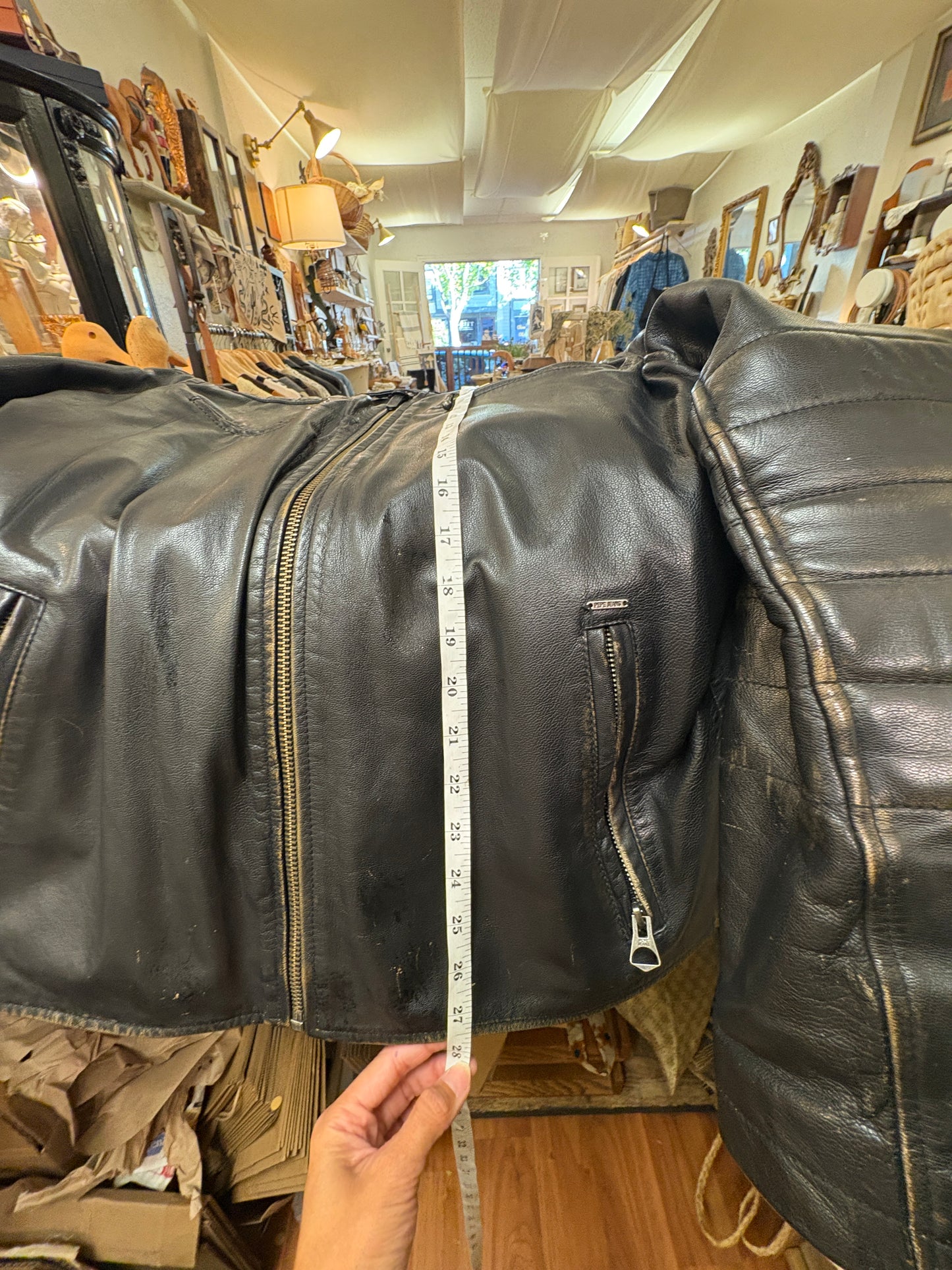 Pepe Jeans Vintage Leather Jacket Men’s XL Black Leather Biker Jacket