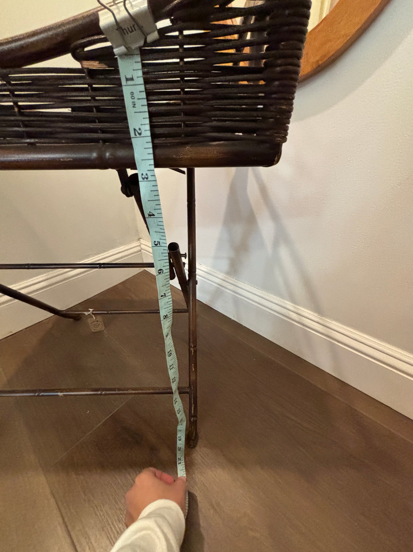 Vintage Wicker & Bamboo Folding Accent Table