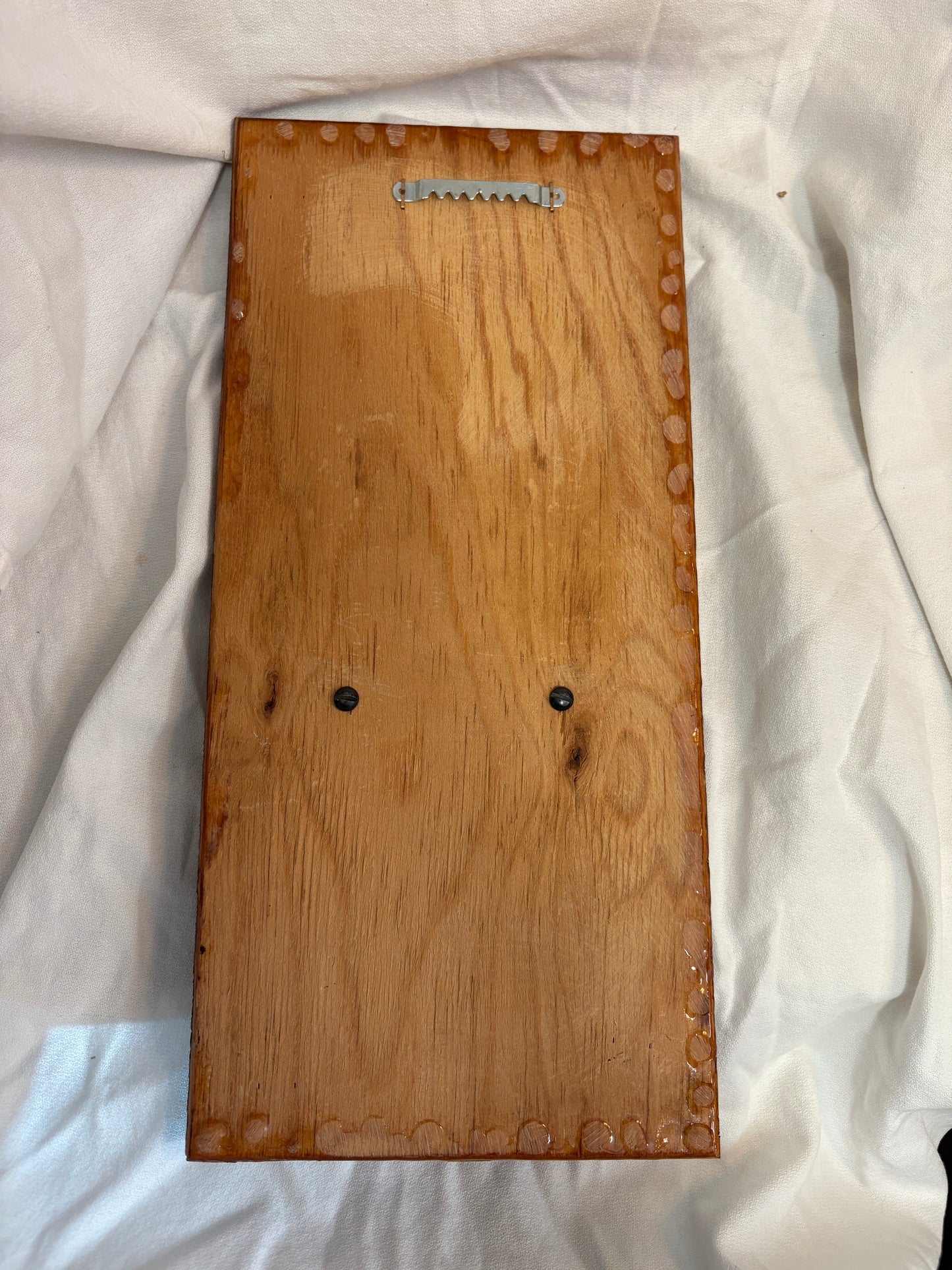 Antique Animal Portrait Painting Dog & Cat Scene Wood Framed 15”x7.5”