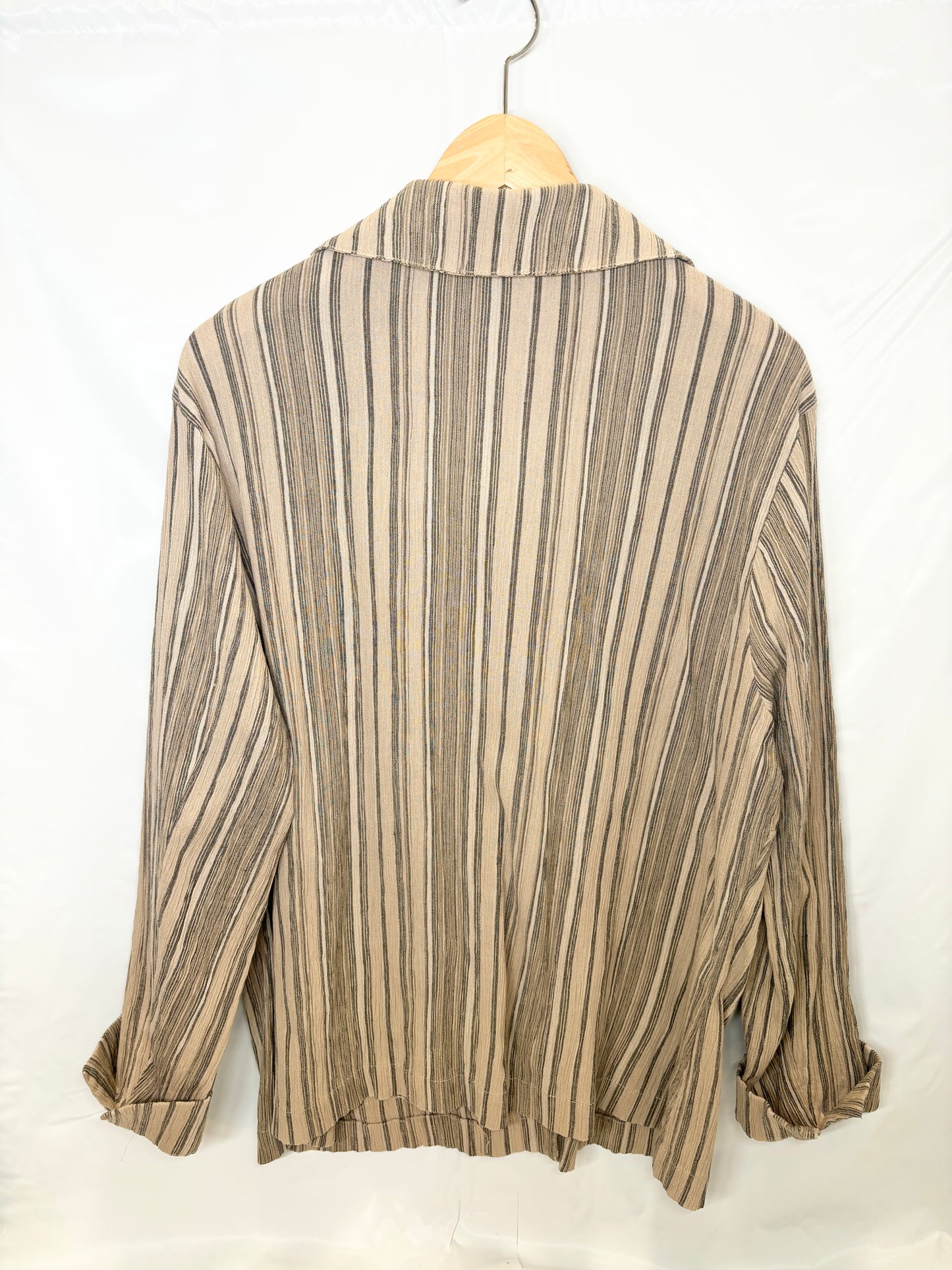 Earth Tone Striped Button-Up Shirt