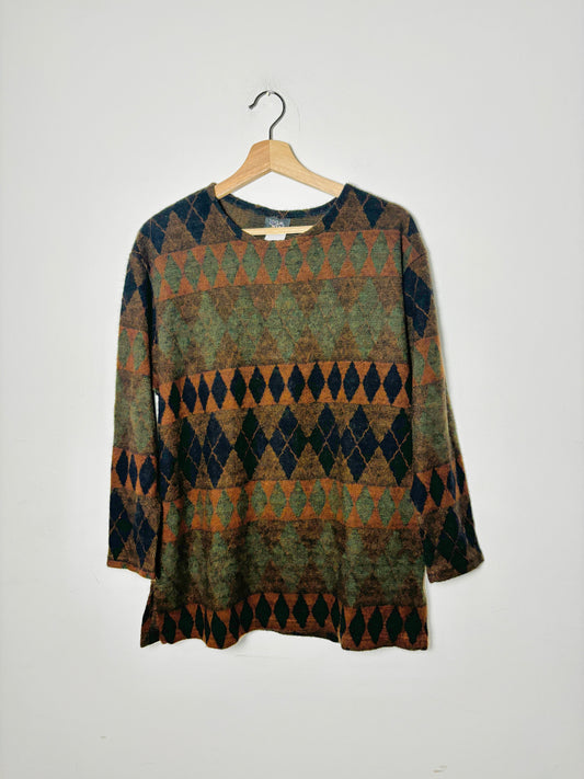 Vintage Geometric Argyle Sweater