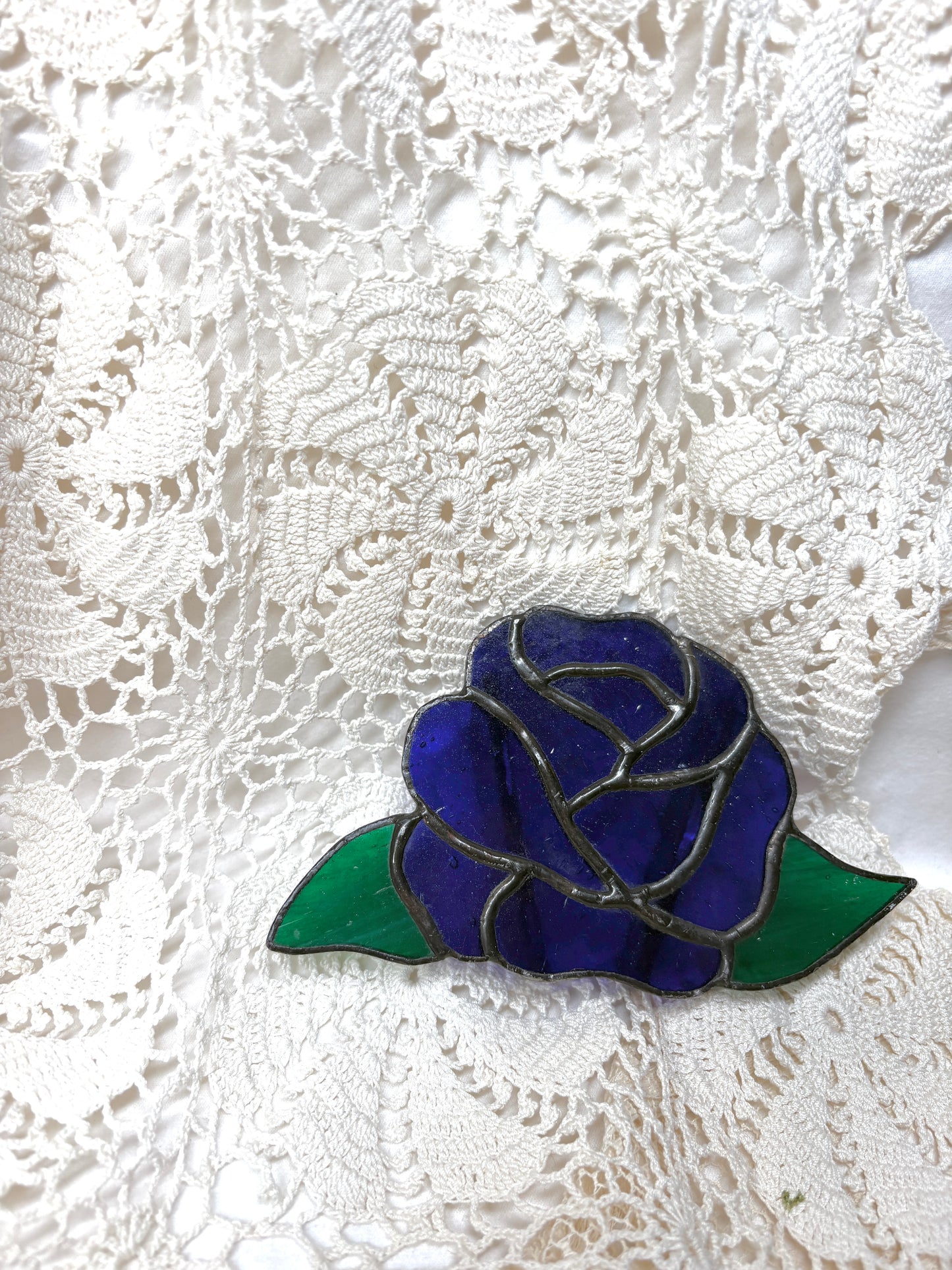 Rose Sun Catcher Stained Glass Home decor