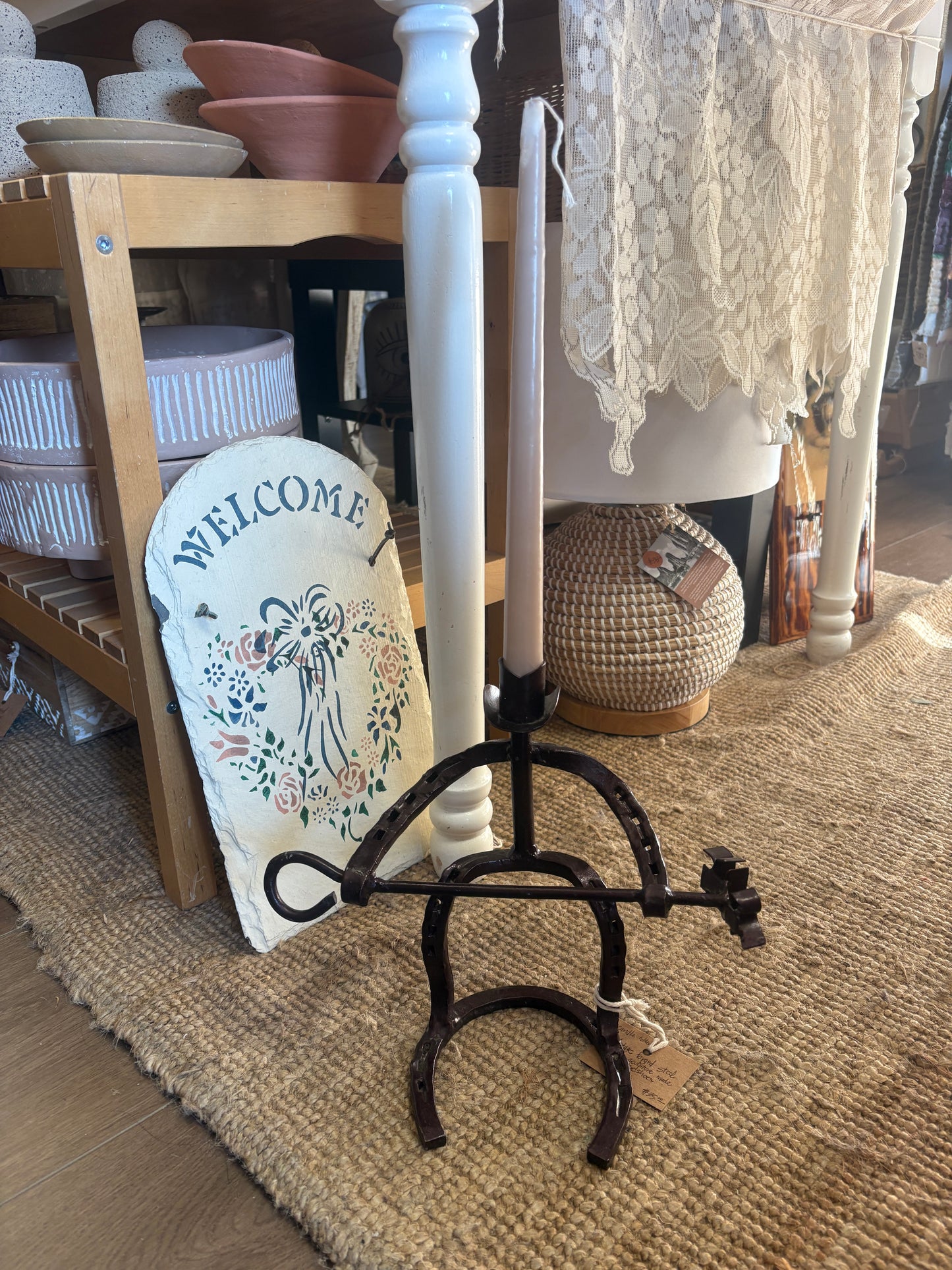 Cowboy Horseshoe Art Jewelry/ Trinket Stand Holder/ candle holder