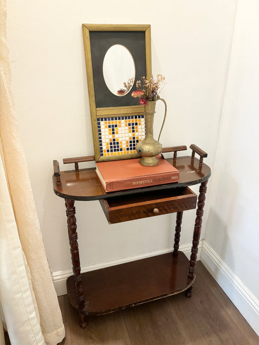 Vintage Wooden Console Table with Drawer
