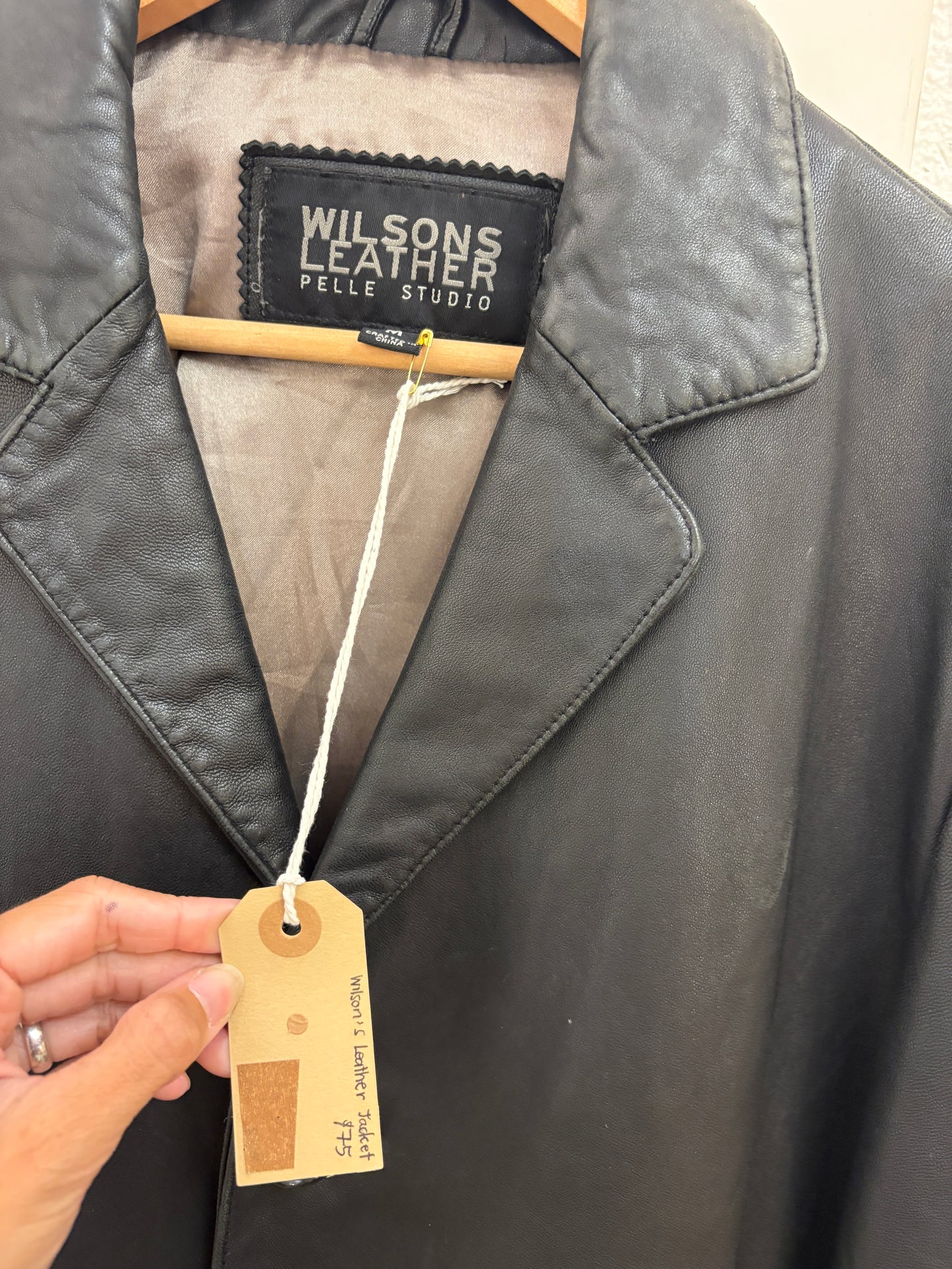 The Wilsons Men's Black Leather Blazer Jacket in size M