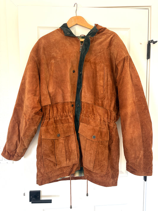 ADVENTURE BOUND Wilson’s Leather Jacket/Coat Flannel Lined, Hood SZ M