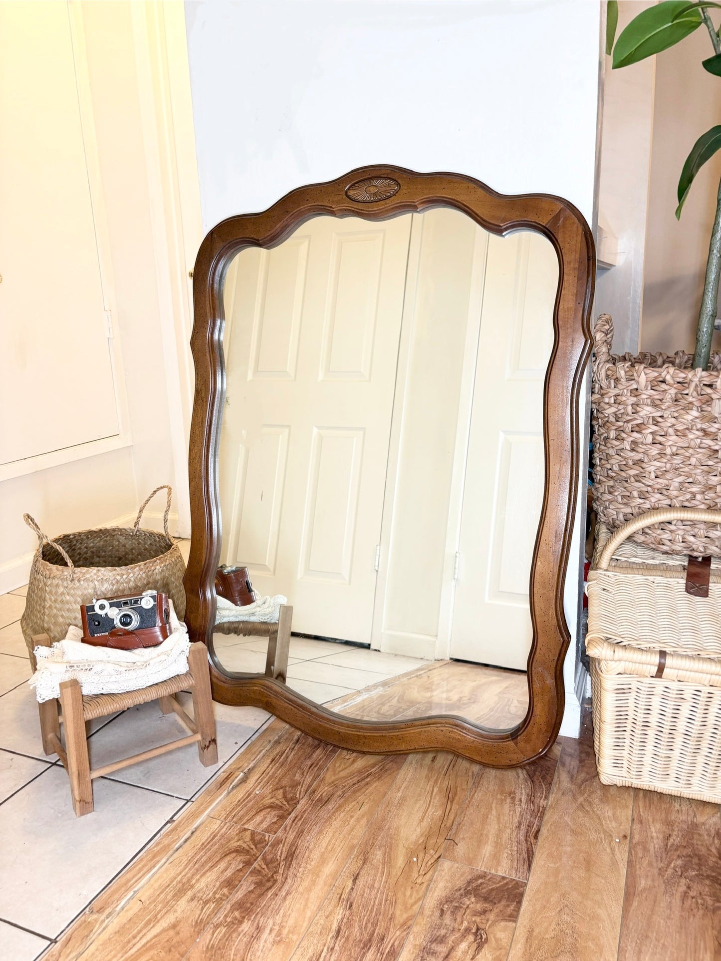 Antique Davis large mirror Arles cherry wood