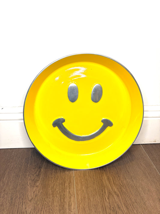 Smiley Happy Face Emoji Serving Bowl 14" Wide 2.5" Deep