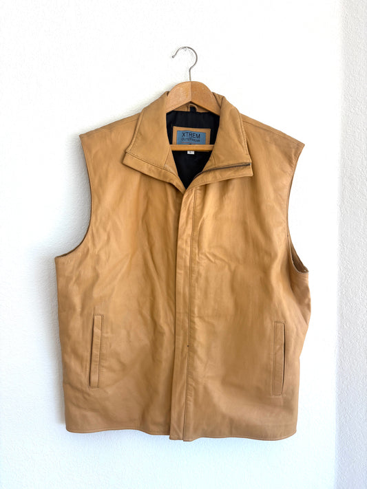 Xtrem Outerwear Genuine Leather Design Leather Vest Brown Size L