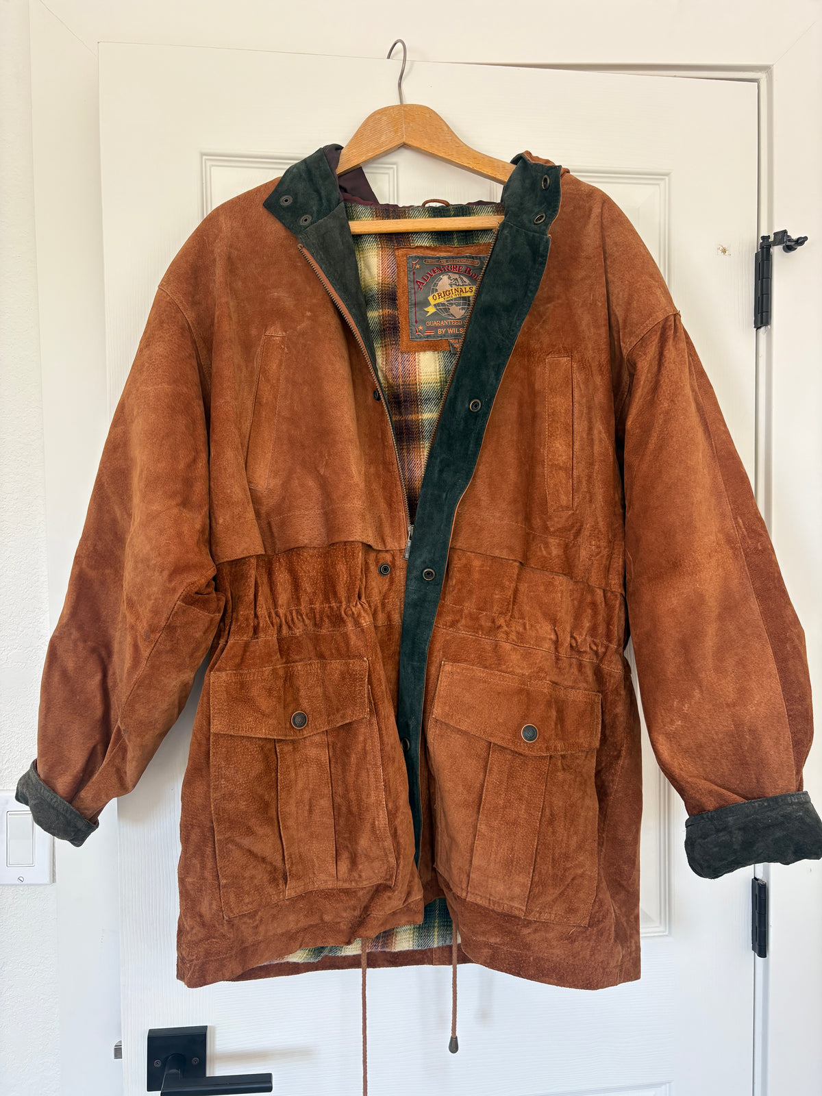 ADVENTURE BOUND Wilson’s Leather Full Zip Jacket/Coat Flannel Lined, Hood SZ M