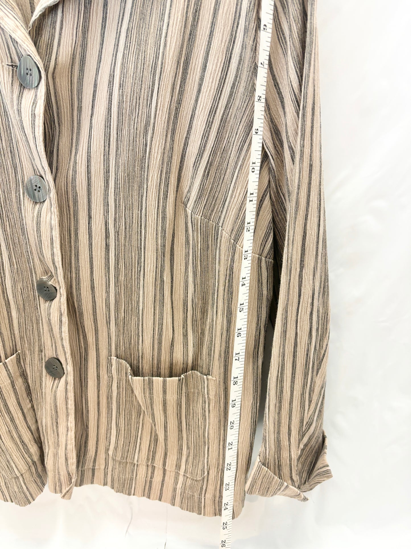 Earth Tone Striped Button-Up Shirt