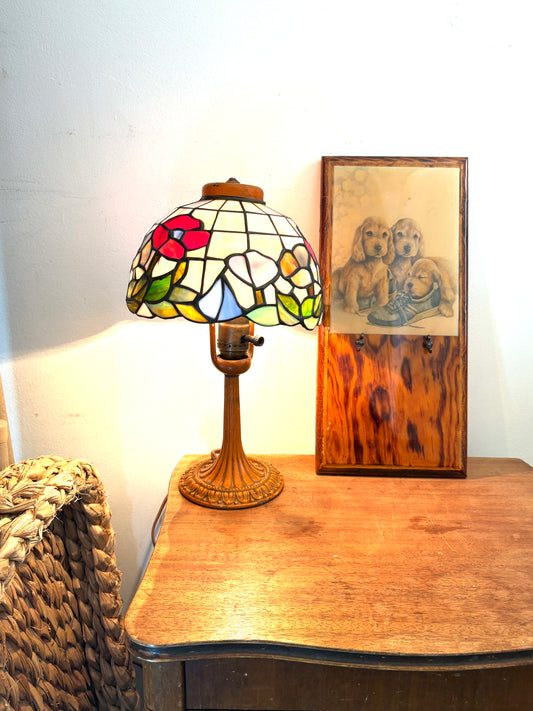 Antique Animal Portrait Painting Dog Scene Wood Framed 15”x7.5”