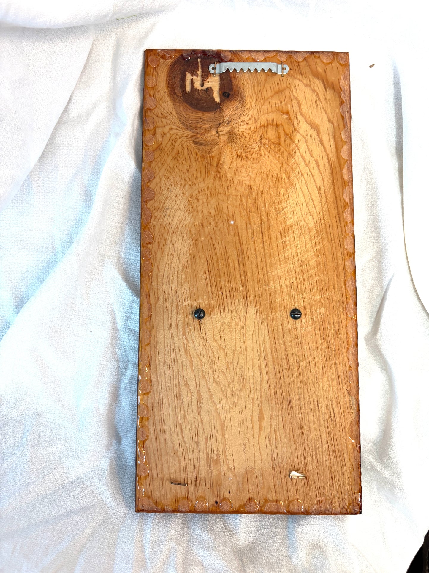 Antique Animal Portrait Painting Dog Scene Wood Framed 15”x7.5”