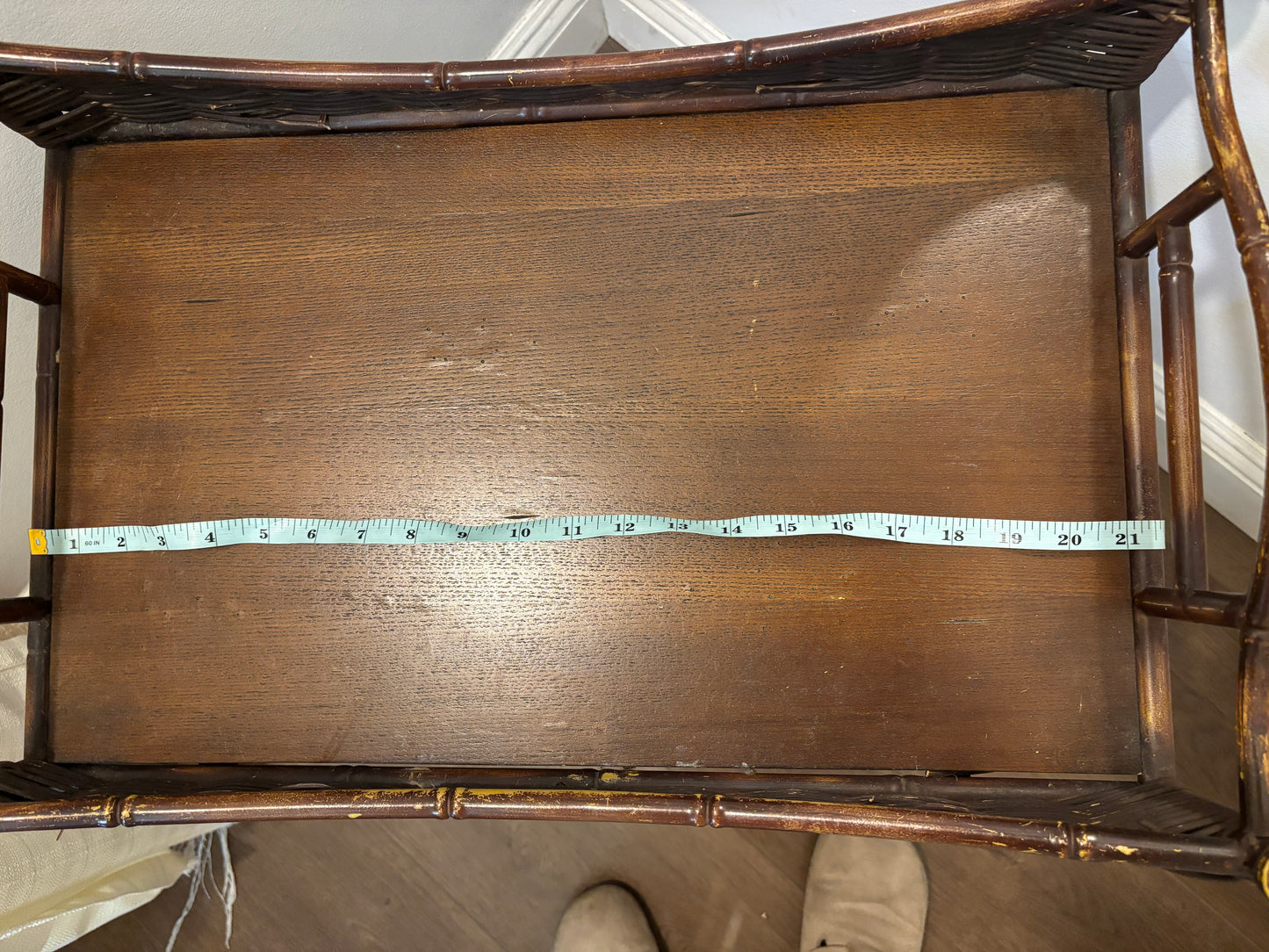 Vintage Wicker & Bamboo Folding Accent Table