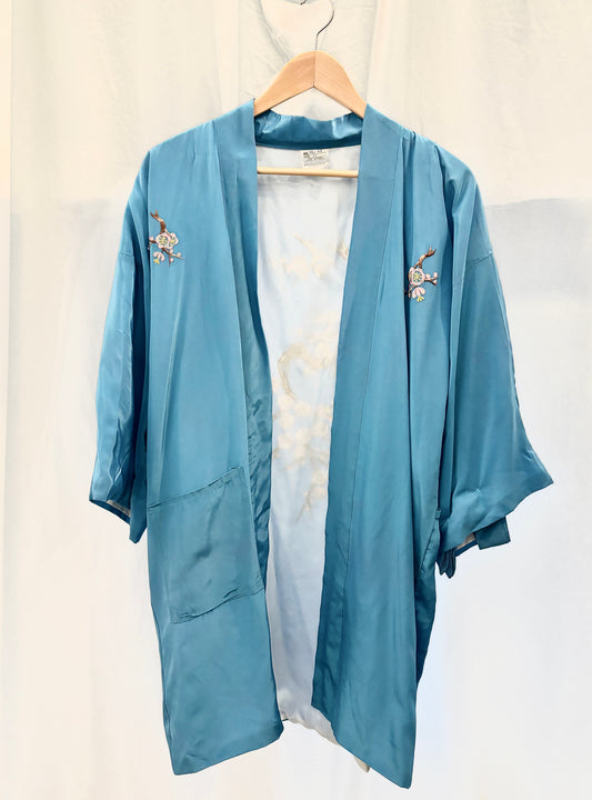 1950s Vintage Sky Blue Kimono Robe – Made in Japan