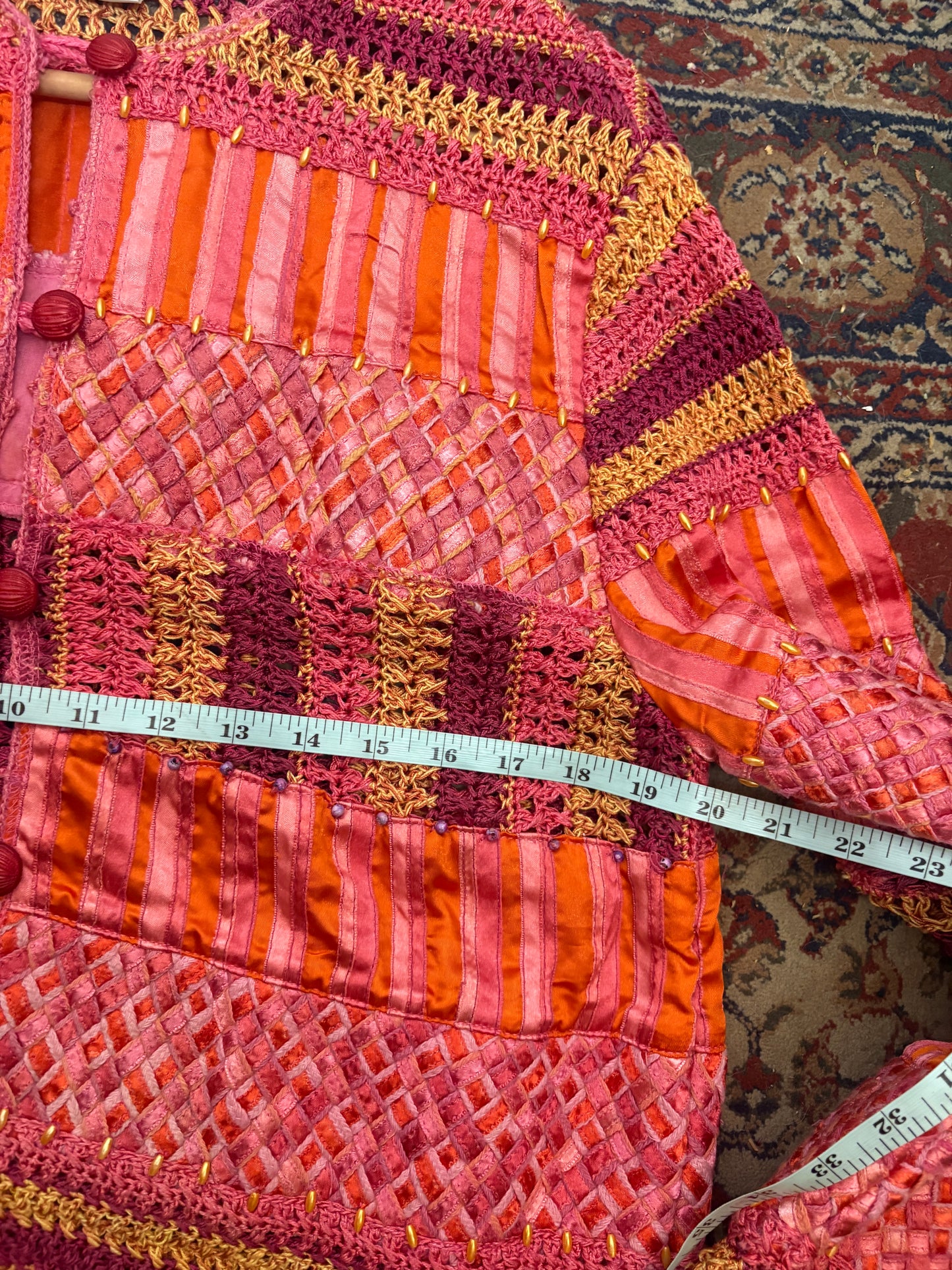 Sandy Starkman Pink Crochet/Ribbon Jacket