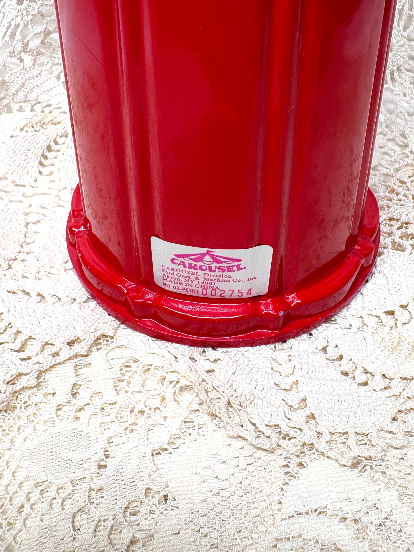 Vintage Collectable Gumball Machine 1985 Carousel 9" Red Metal & Glass