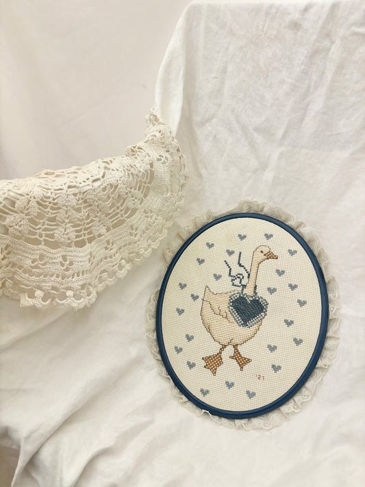 Handmade Goose Cross-Stitch Wall Art