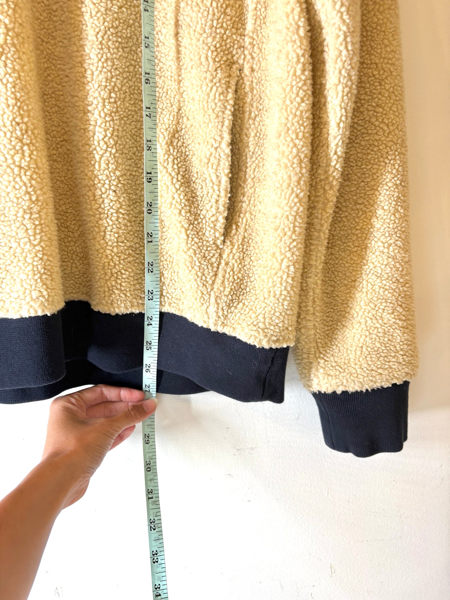 J CREW Sportsman Outfitters Sherpa Fleece Half-Zip Pullover Jacket Ivory Sz M