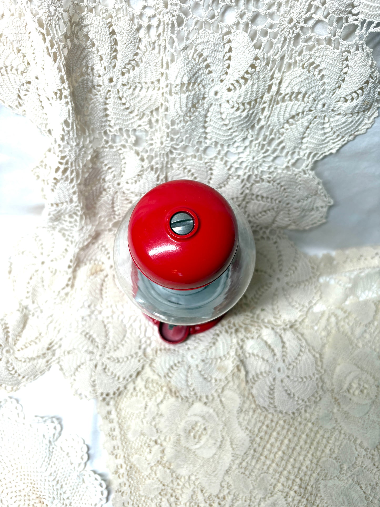 Vintage Collectable Gumball Machine 1985 Carousel 9" Red Metal & Glass