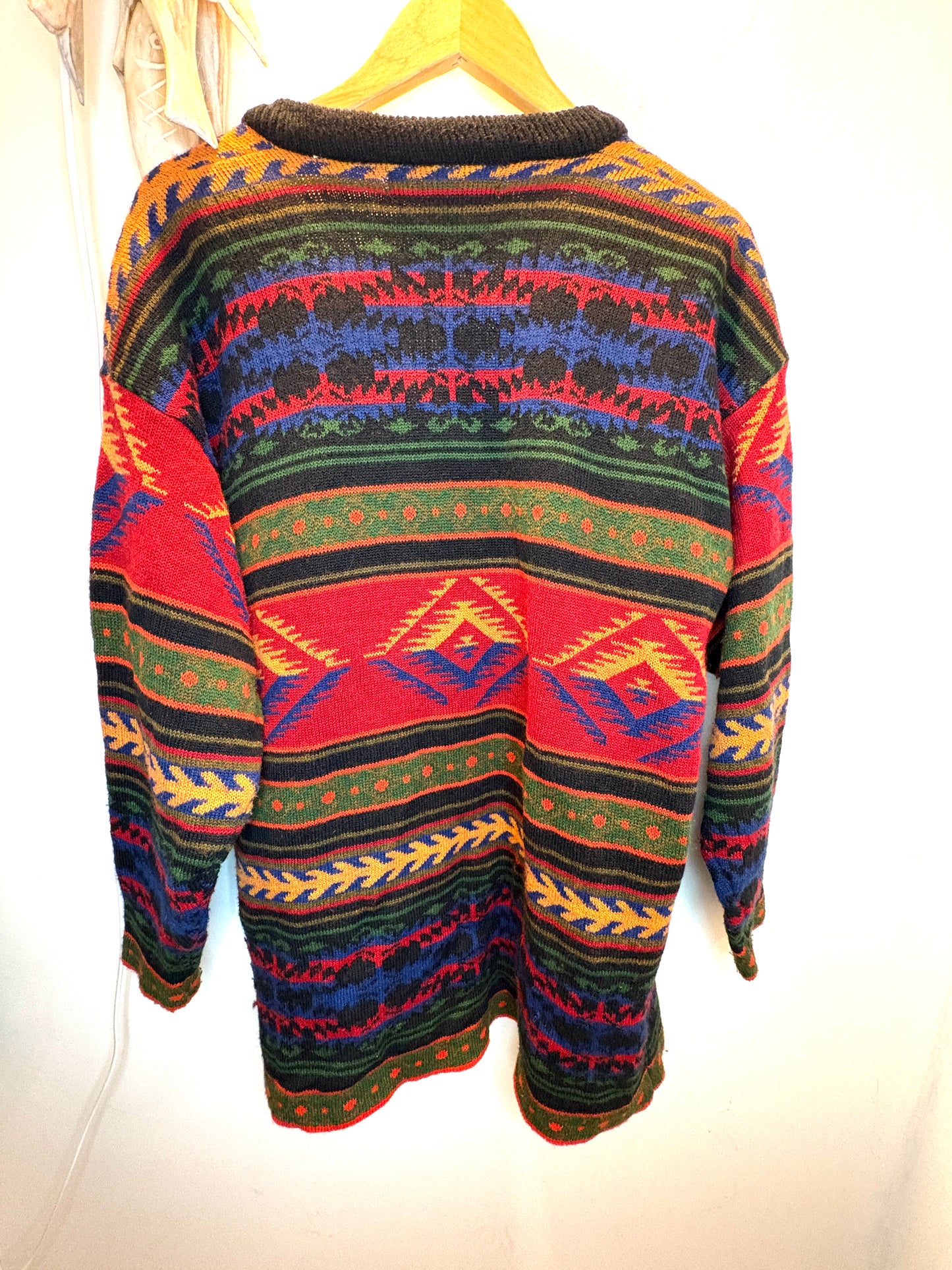Vintage Kathryn Deene Wool Cardigan Sweater 18/20 Southwestern Western Print