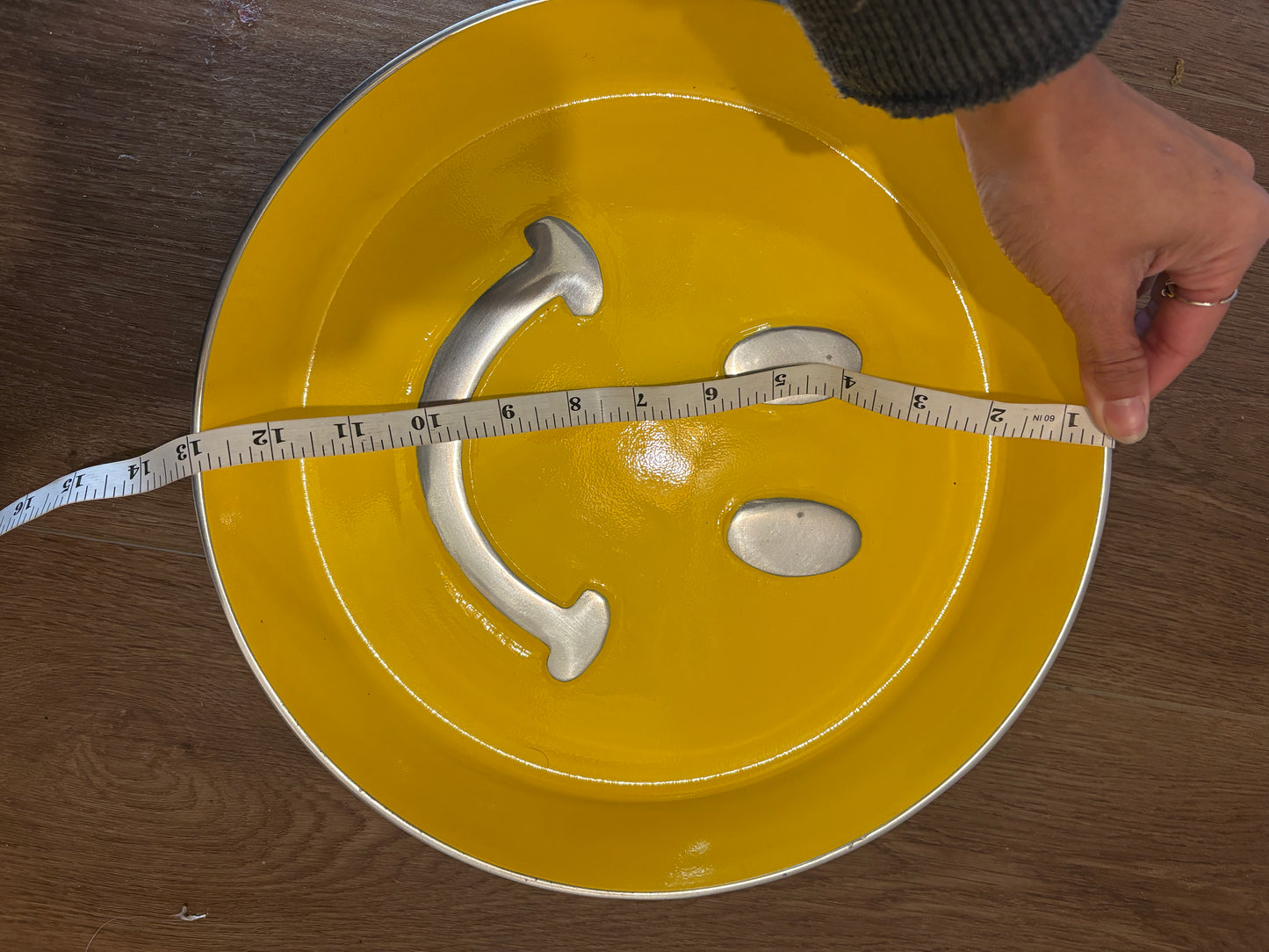 Smiley Happy Face Emoji Serving Bowl 14" Wide 2.5" Deep