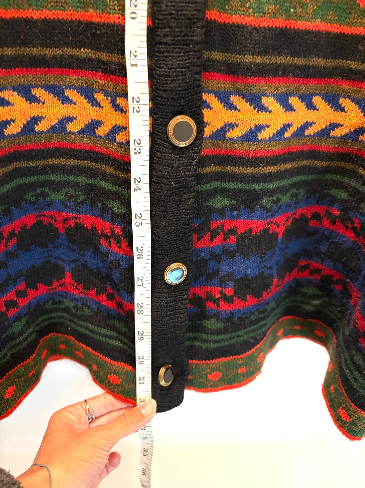 Vintage Kathryn Deene Wool Cardigan Sweater 18/20 Southwestern Western Print