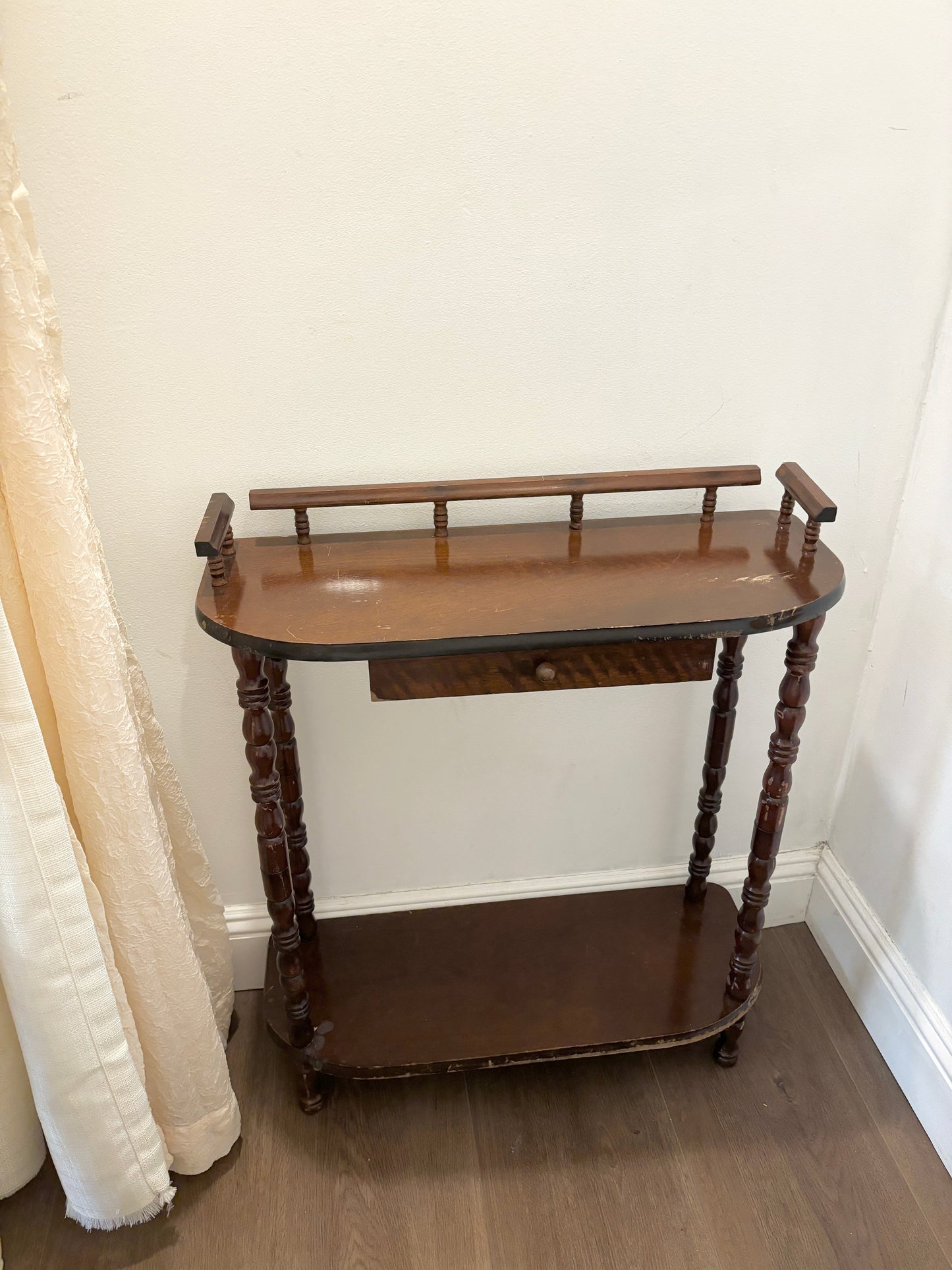 Vintage Wooden Console Table with Drawer