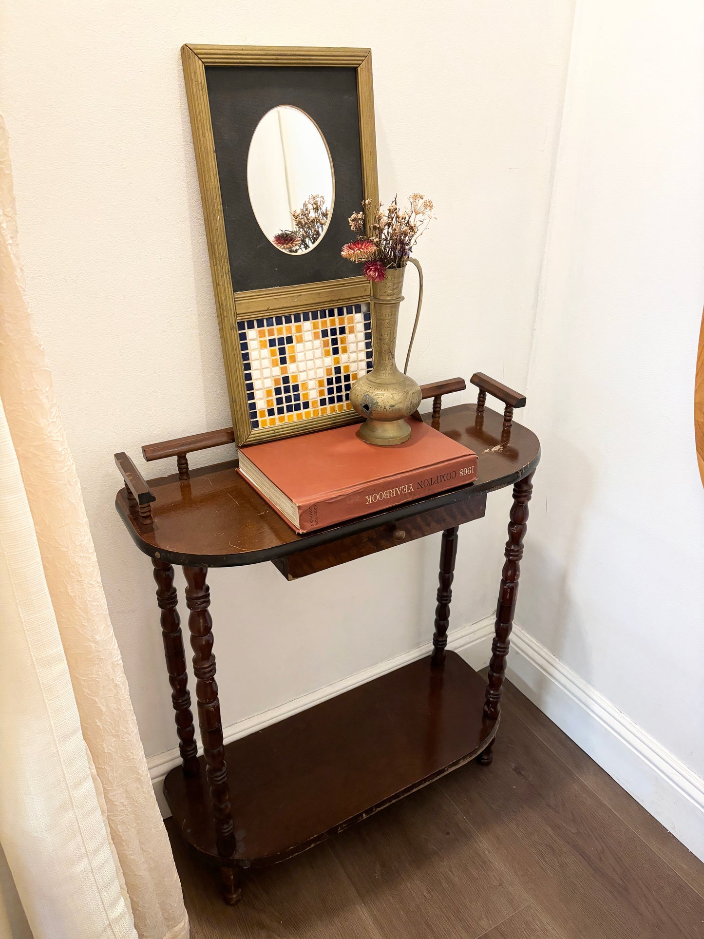 Vintage Wooden Console Table with Drawer