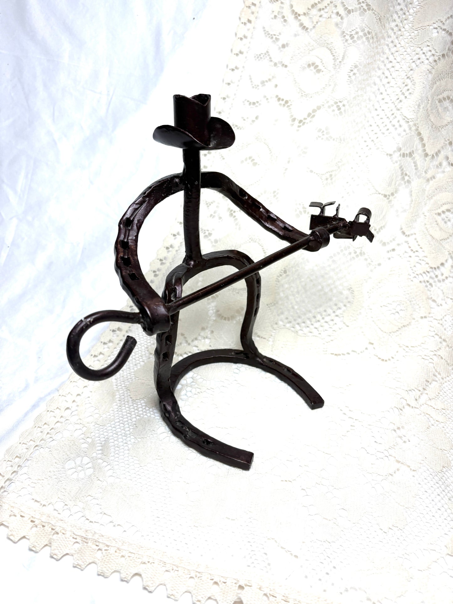 Cowboy Horseshoe Art Jewelry/ Trinket Stand Holder/ candle holder