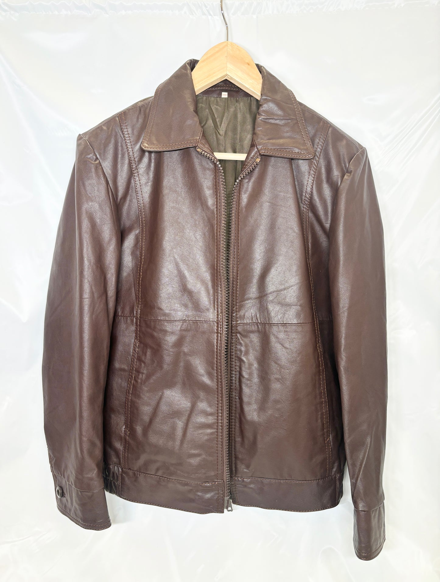 Brown Leather Bomber Moto