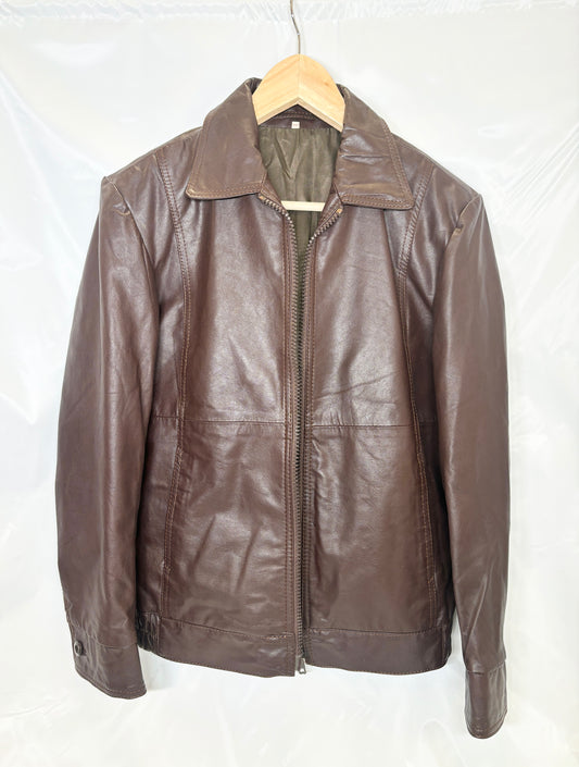 Brown Leather Bomber Moto