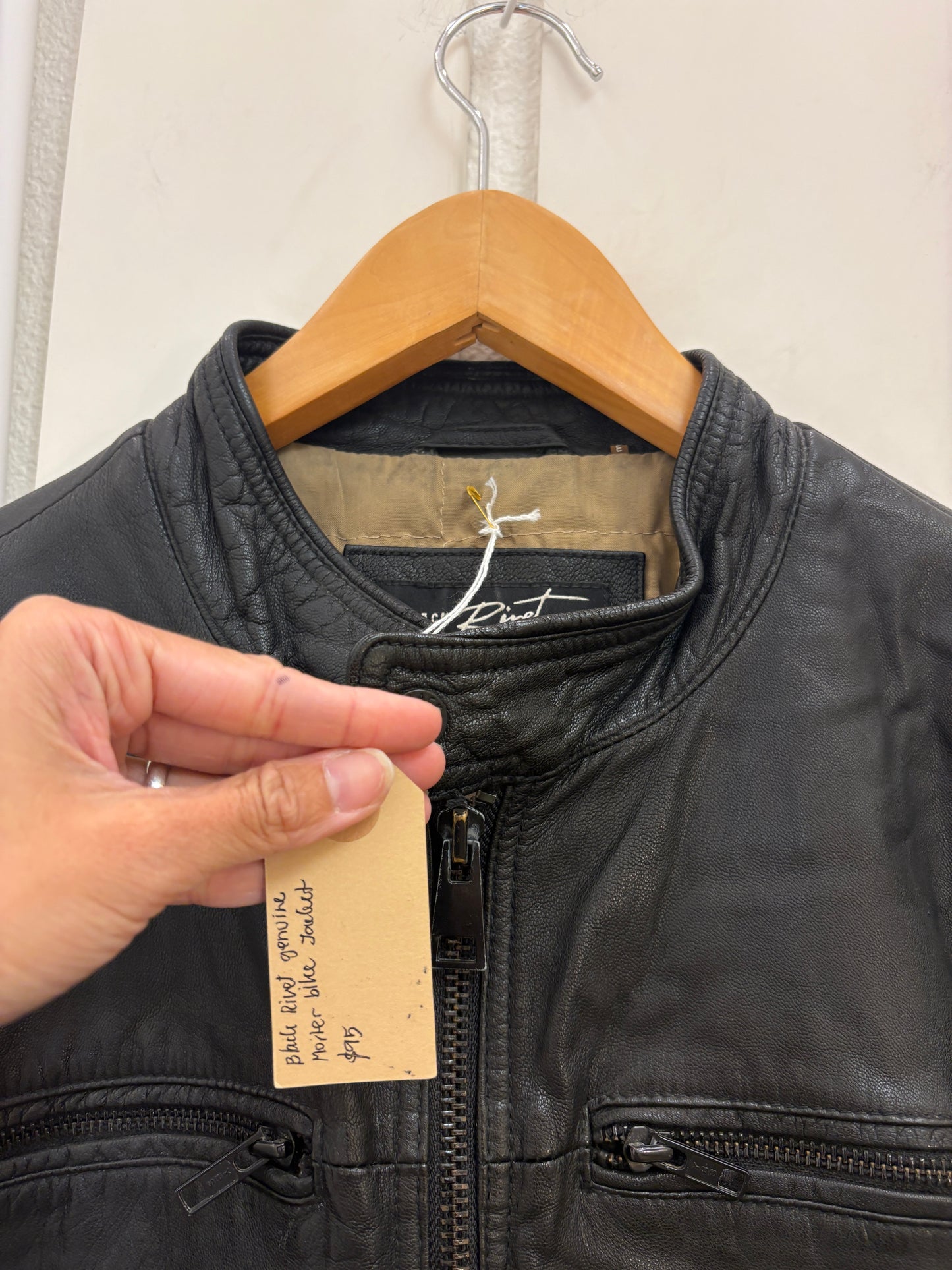 Black Rivet Leather Jacket Mens Size M Black